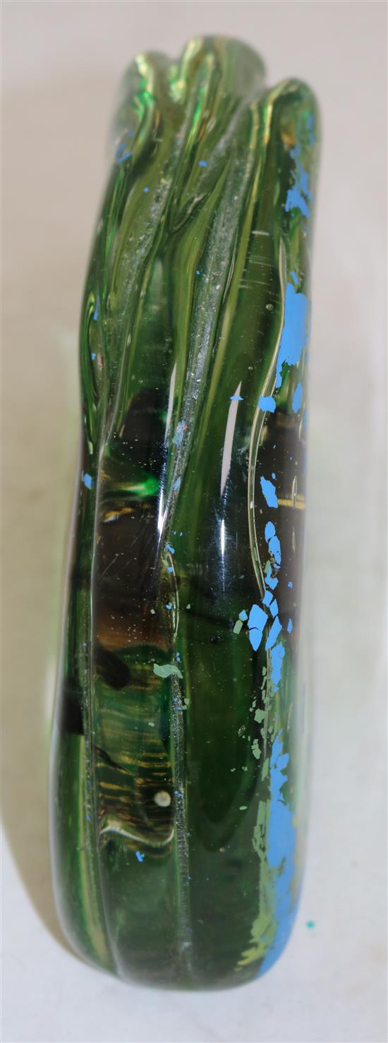 A Murano fish aquarium glass block sculpture, in the manner of Cenedese, W.24.5cm, remnants of old later paint